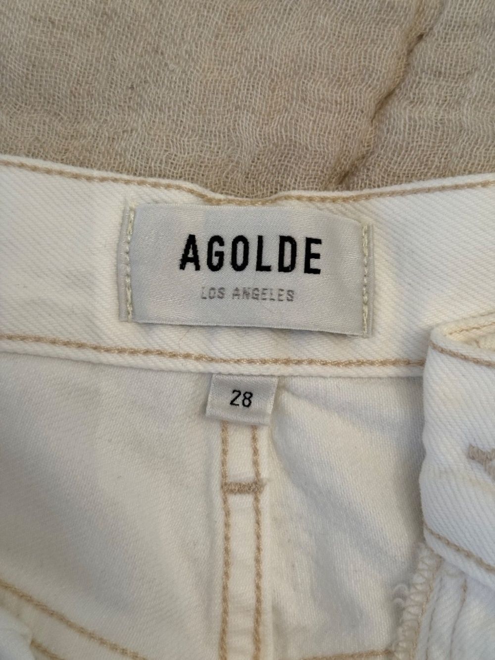 AGOLDE Riley High Rise Straight Crop Jeans Veil White Distressed - Picture 4 of 7
